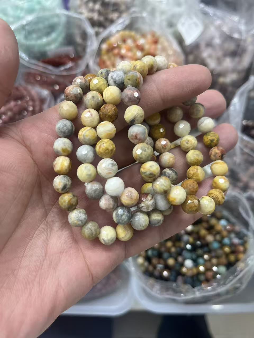 yve bracelets// crazy lace agate faceted beads 8mm