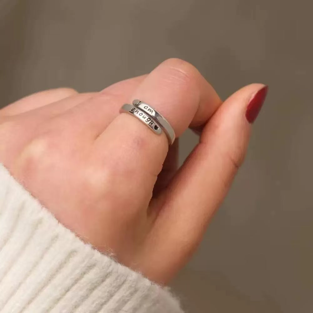 yve// silver rings silver plated i am enough