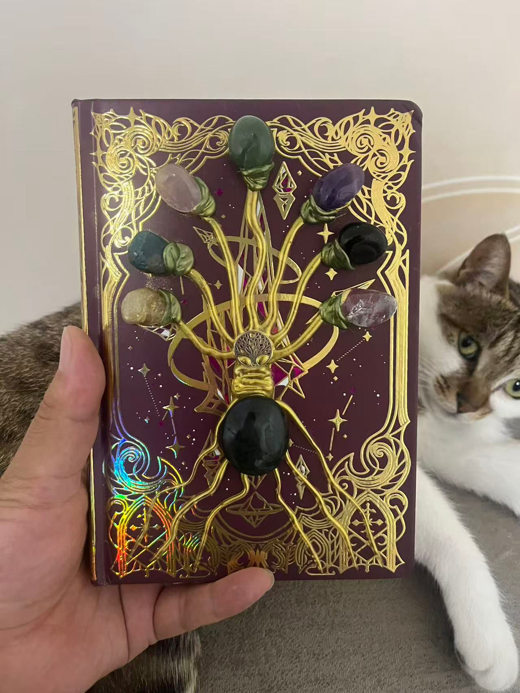 yve// hand made crystal magic books 7-chakra tree of life // sea shipping price