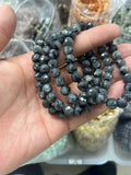 yve bracelets// larvikite faceted beads 8mm