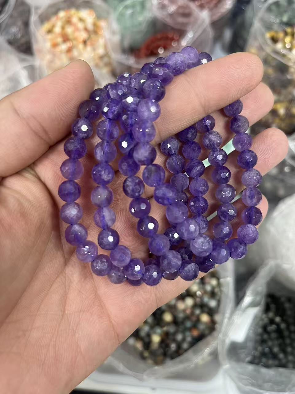yve bracelets// amethyst faceted beads 8mm