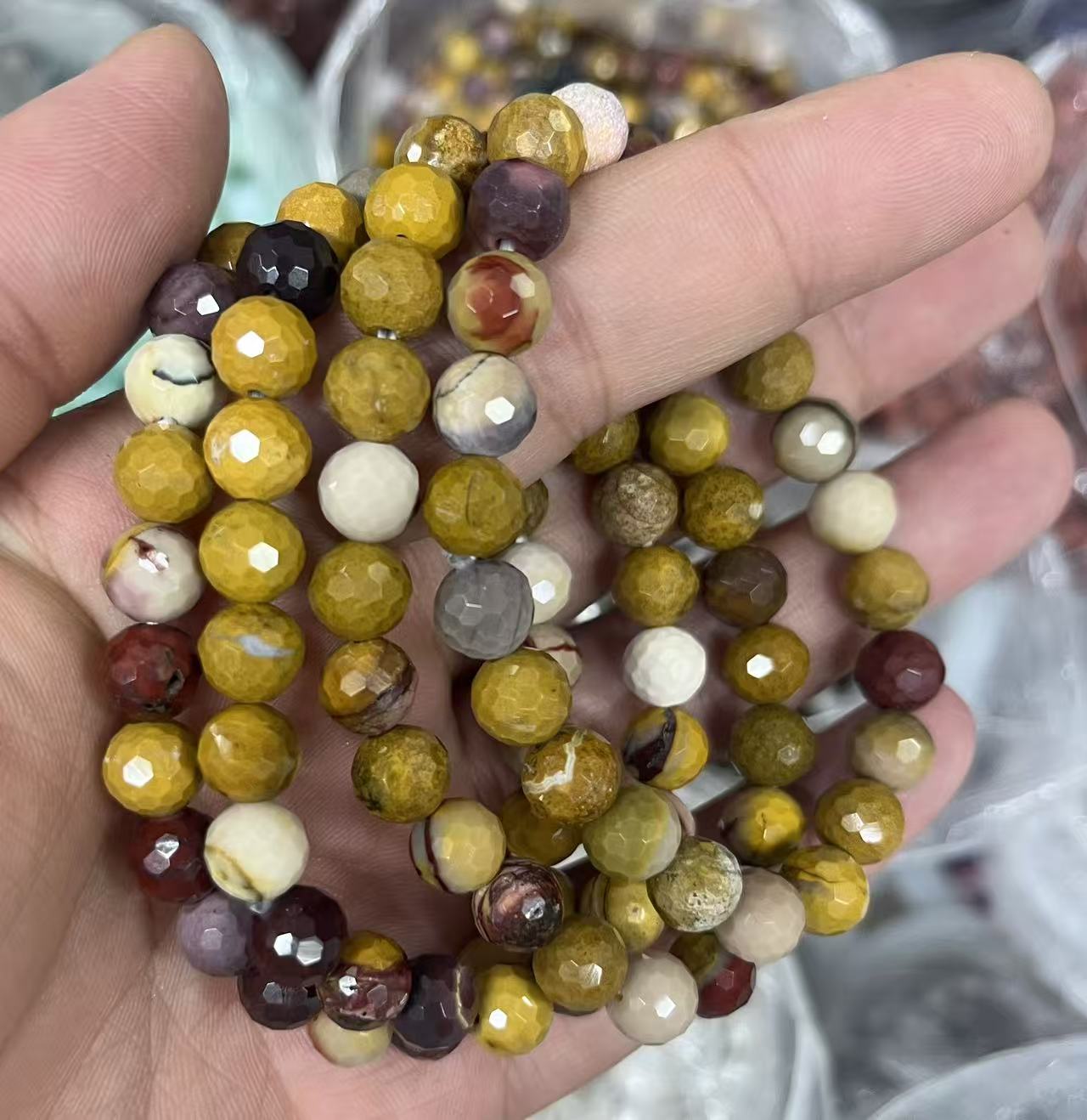 yve bracelets// mookaite faceted beads 8mm