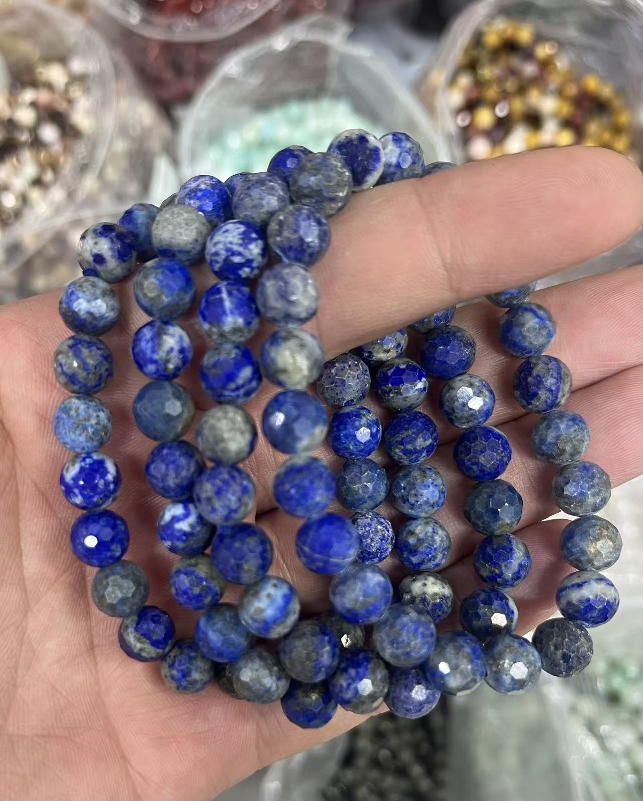 yve bracelets// lapis lazuli faceted beads 8mm