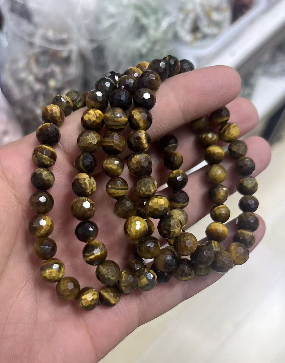 yve bracelets// tiger eyes faceted beads 8mm