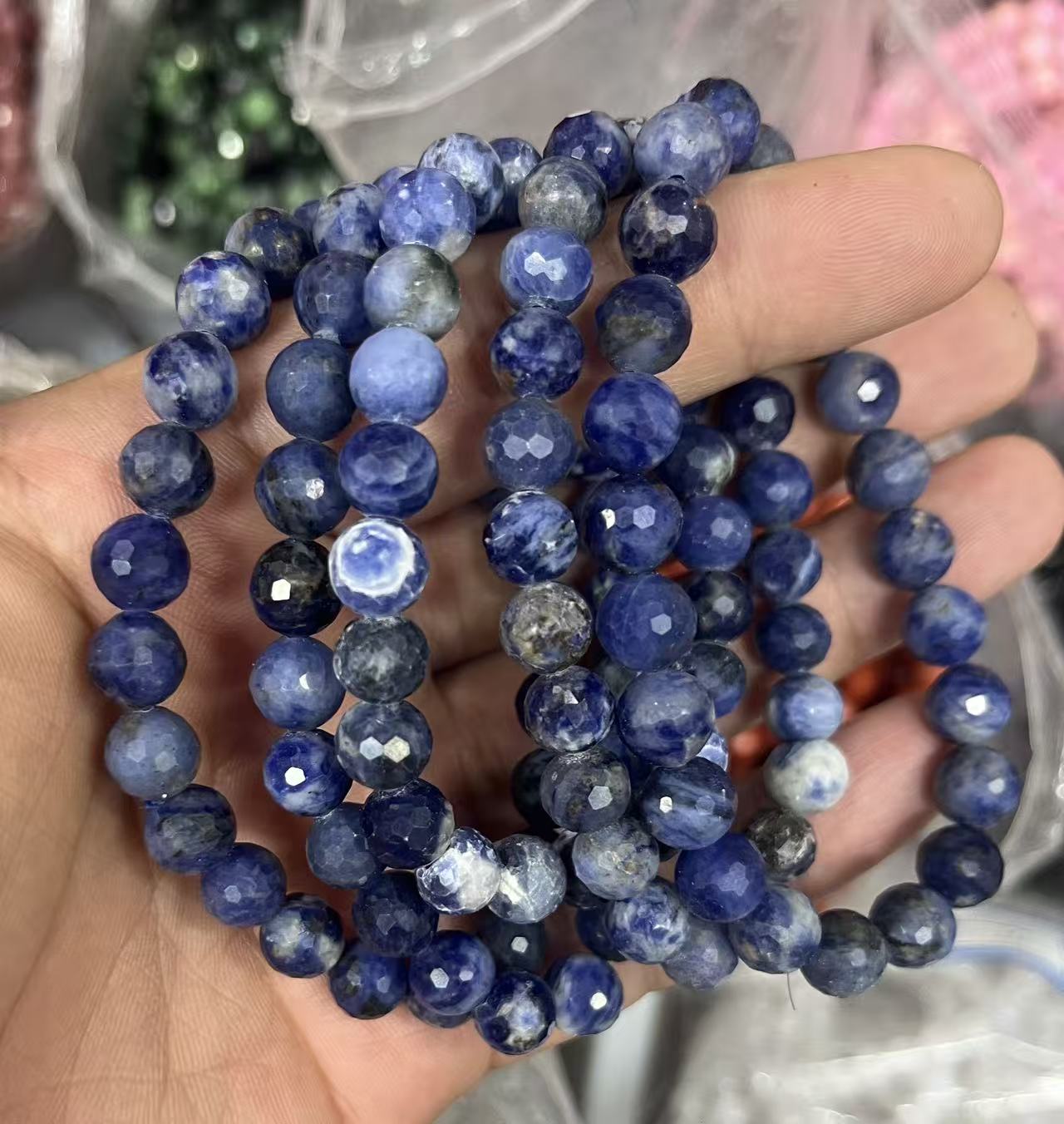 yve bracelets// sodalite  faceted beads 8mm