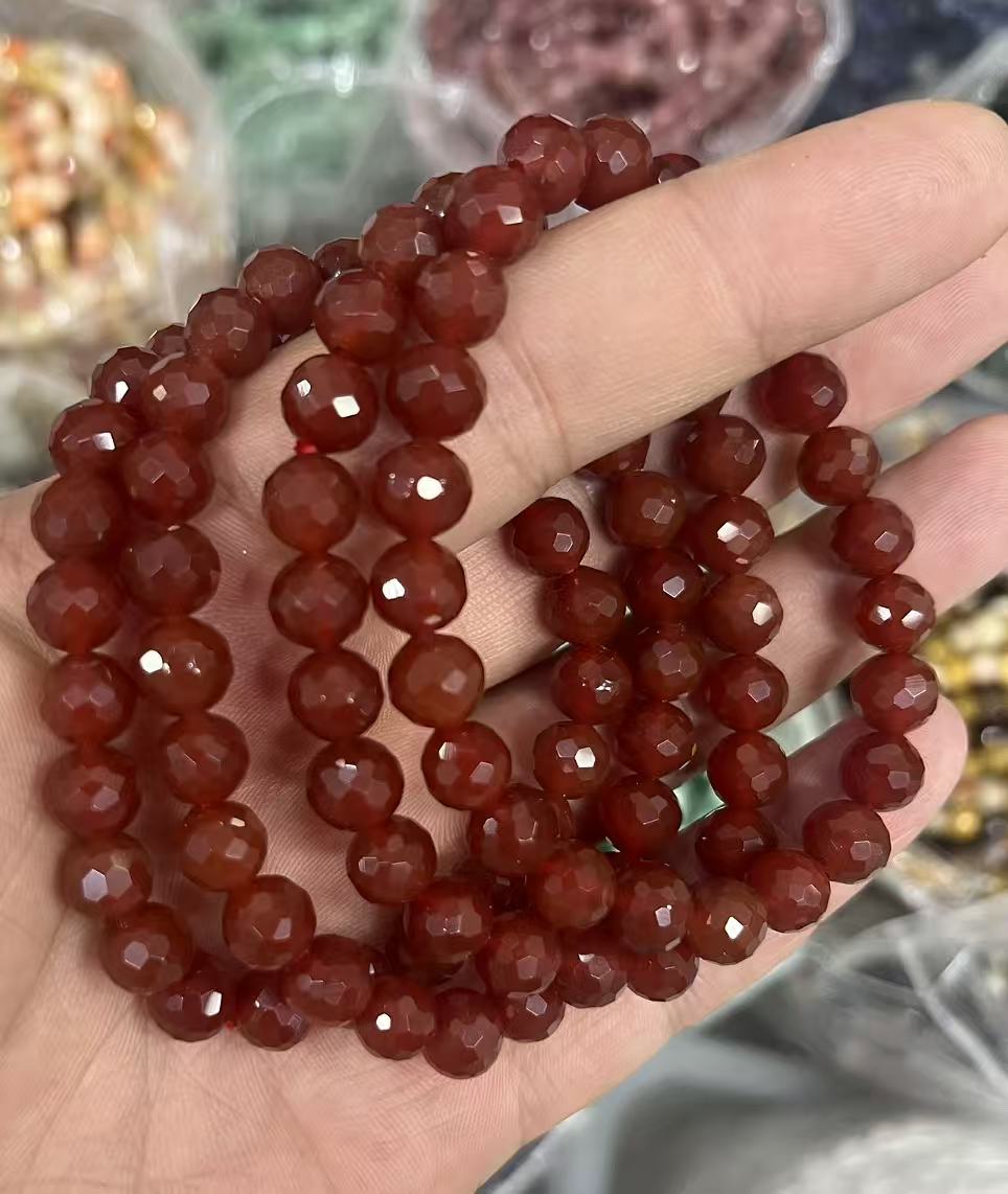 yve bracelets// carnelian  faceted beads 8mm