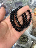 yve bracelets// black obsidian faceted beads 8mm