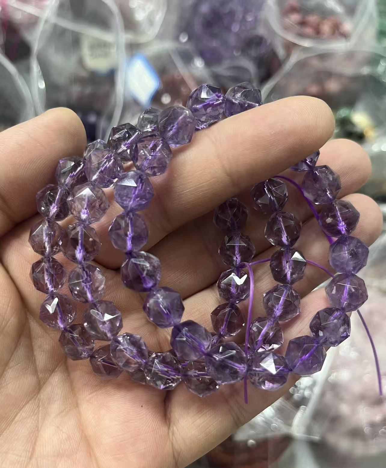 yve bracelets// amethyst more clear from Blivia faceted beads 8mm